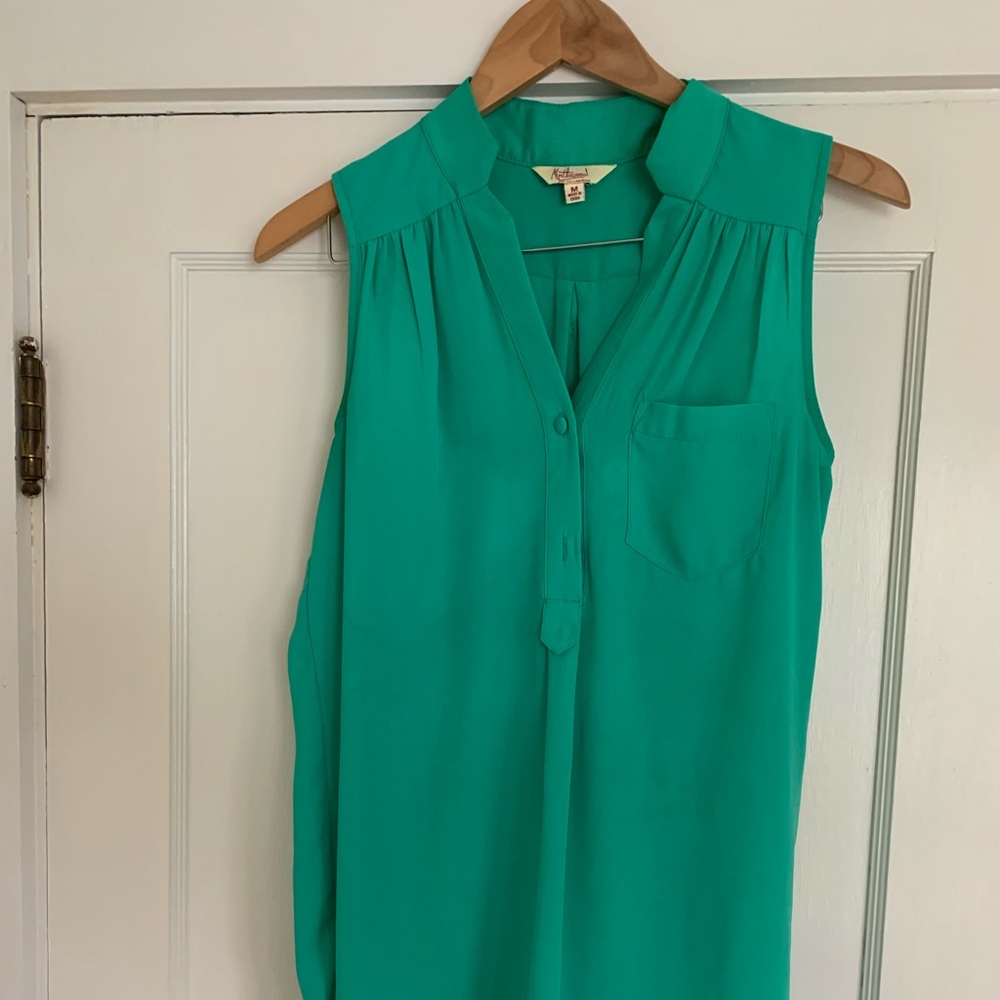 Myrtlewood of California green sleeveless blouse, size M